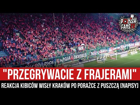 "PRZEGRYWACIE Z FRAJERAMI" - reakcja kibiców Wisły Kraków po porażce z Puszczą [NAPISY] (06.06.2023)