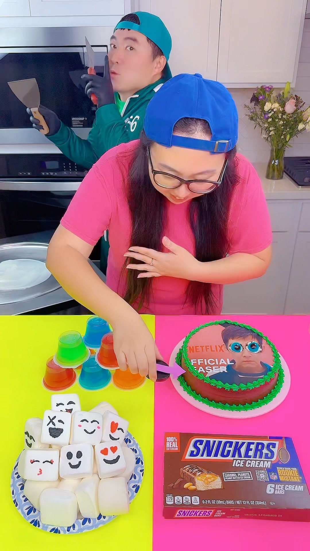 Squid Game cake vs Spicy Sauce ice cream challenge!? #funny by Ethan Funny Family
