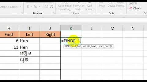 ការប្រើប្រាស់រូបមន្ដ Len, Find, Left, Right ក្នុងកម្មវិធី Ms. Excel