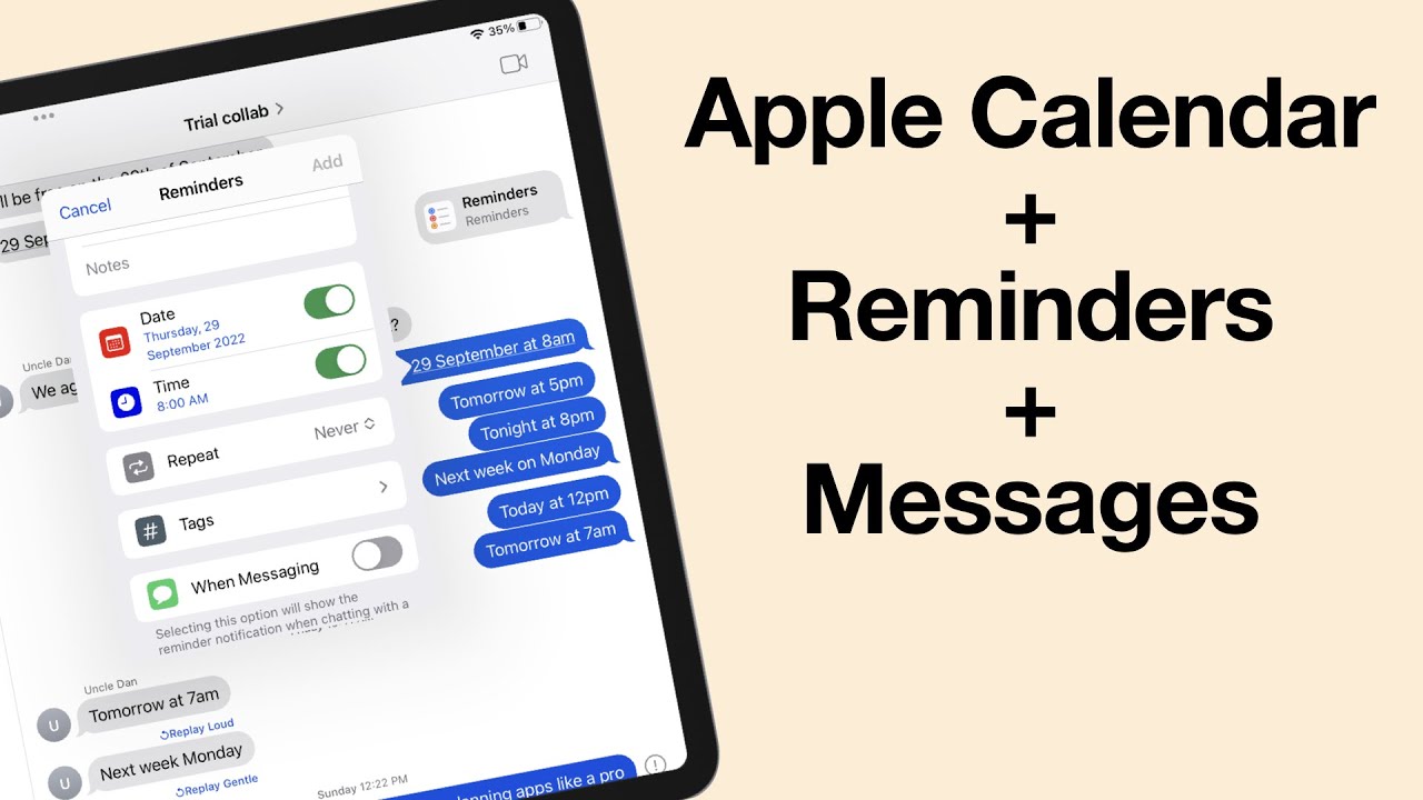 Apple Calendar & Apple Reminders integration with Messages gtd YouTube