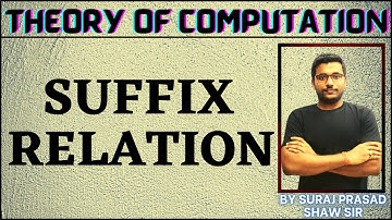 5 Theory of Computation | Suffix Relation | Proper Suffix|Non prime Suffix | No of prefix and Suffix
