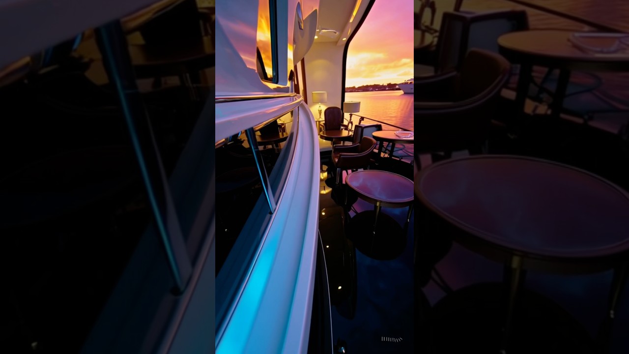 Filming a movie about the sixties, yacht, sunset, chic interiors 