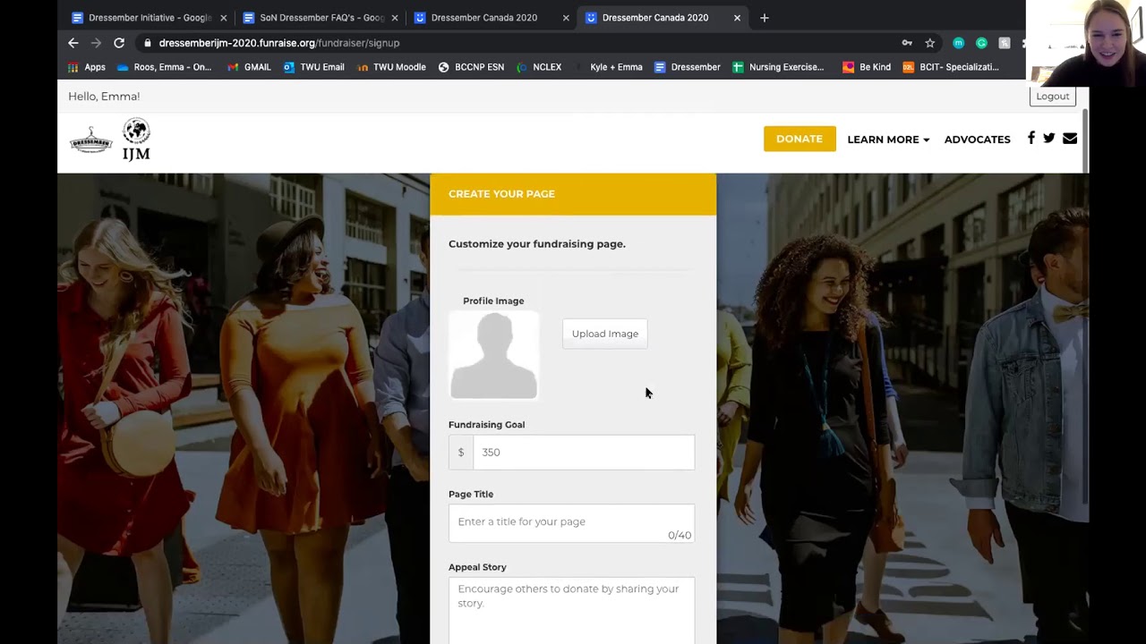 How to create a Dressember fundraising page
