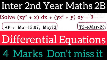 Inter 2nd Year Maths 2B Differential Equations in telugu@maths naresh eclass