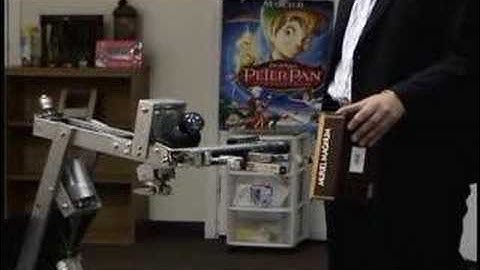 A robot grabs an object