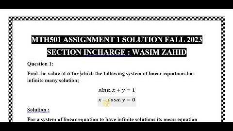 mth501 assignment 01 solution fall 2023||WASEEM ZAHID||mth501 assignment 1 solution