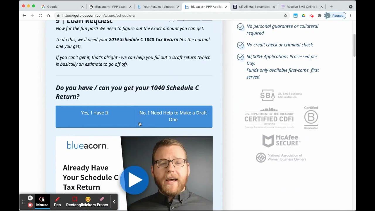 BlueAcorn PPP Loan Application Update YouTube