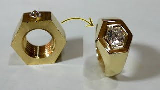 I Turn Hex Nuts Into Mens Ring | Learn To Make Jewelry Handmade