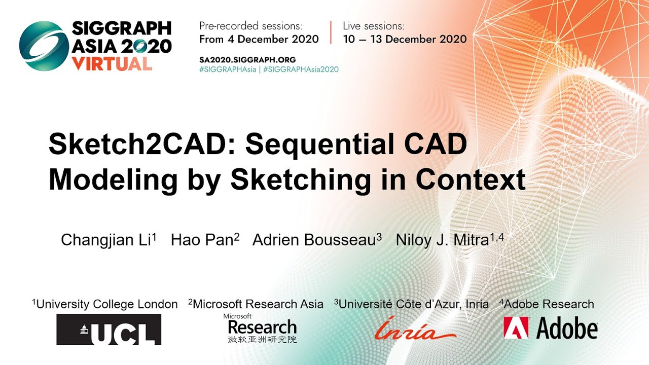 Sketch2CAD: Siggraph Asia 2020 presentation - YouTube