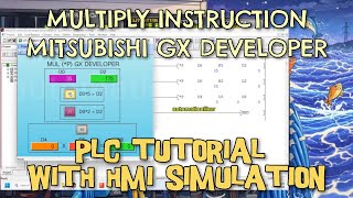 GX DEVOPER : Multiply (*P) Instruction Mitsubishi PLC A Series With HMI Simulation