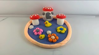 Fairy mushroom house with clay || clay easy ideas || clay art