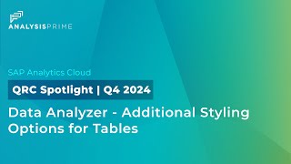 Data Analyzer - Additional Styling Options for Tables