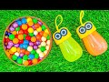 Satisfying ASMR | Mixing Skittles &amp; Gum Balls in M&amp;M’s Box with Magic Blury Slime Cutting ASMR