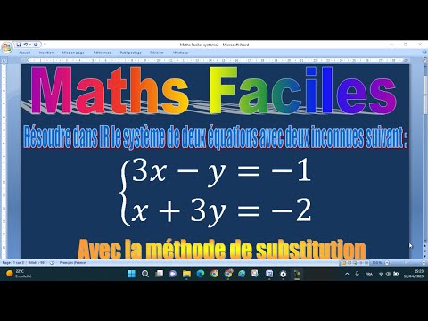 3ème Année Collège Système de deux équations avec deux inconnues Méthode de Substitution Vidèo 2