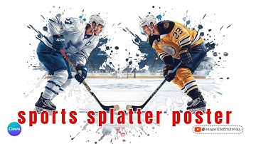 Door spetters geïnspireerde hockeysportposter in Canva | Stapsgewijze Canva-tutorial voor beginners