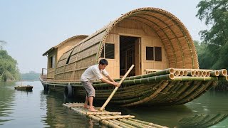 Full Time: 30 Days Survival in the Jungle - Building a Huge Movable Boathouse By Bamboo