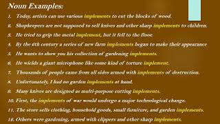 Implement Meaning and Example Sentences