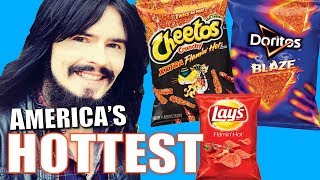 Irish People Try AMERICA's HOTTEST CHIPS!! - ( Lays, Cheetos, Doritos ) - 'Xxtra Flamin Blaze'