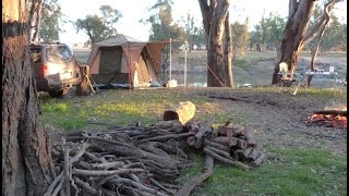 Camping in a Tent, Lovely Australian bush sounds. Murrumbidgee River, Campsite.