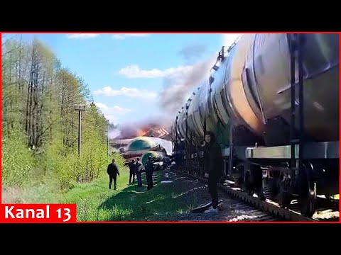 Explosion on railway in Russia: Train with 60 wagons derails, fire breaks out