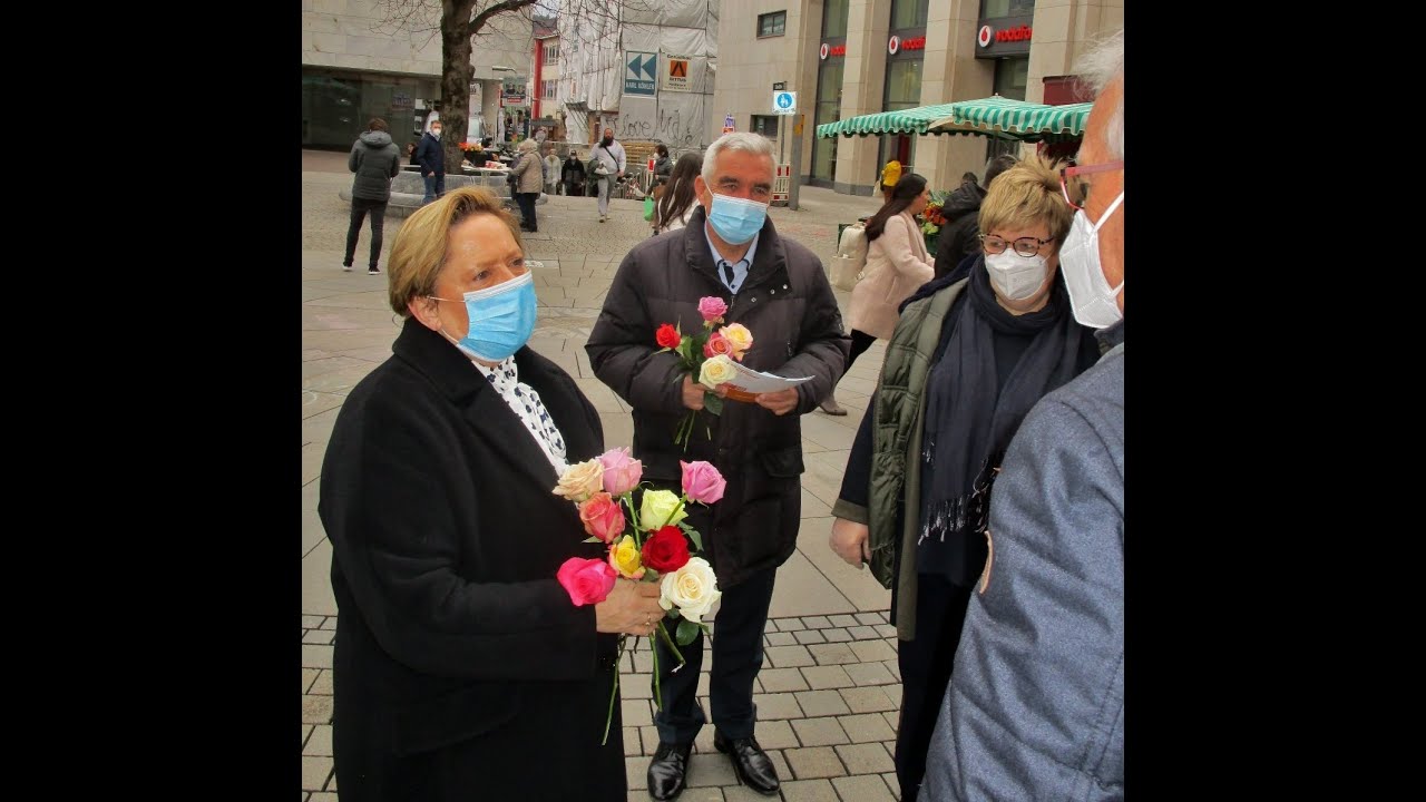 UdVF-Rosenaktion mit CDU-Spitzenkandidatin Dr.Susanne Eisenmann, 11.03.2021,Stuttgart (Deutschland)