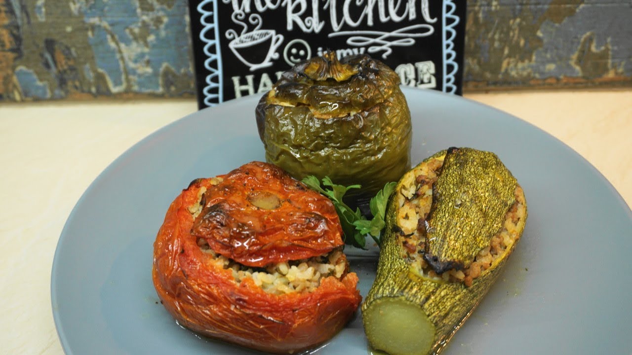 How to make gemista greek stuffed vegetables Γεμιστά Greek Cooking by Katerina YouTube