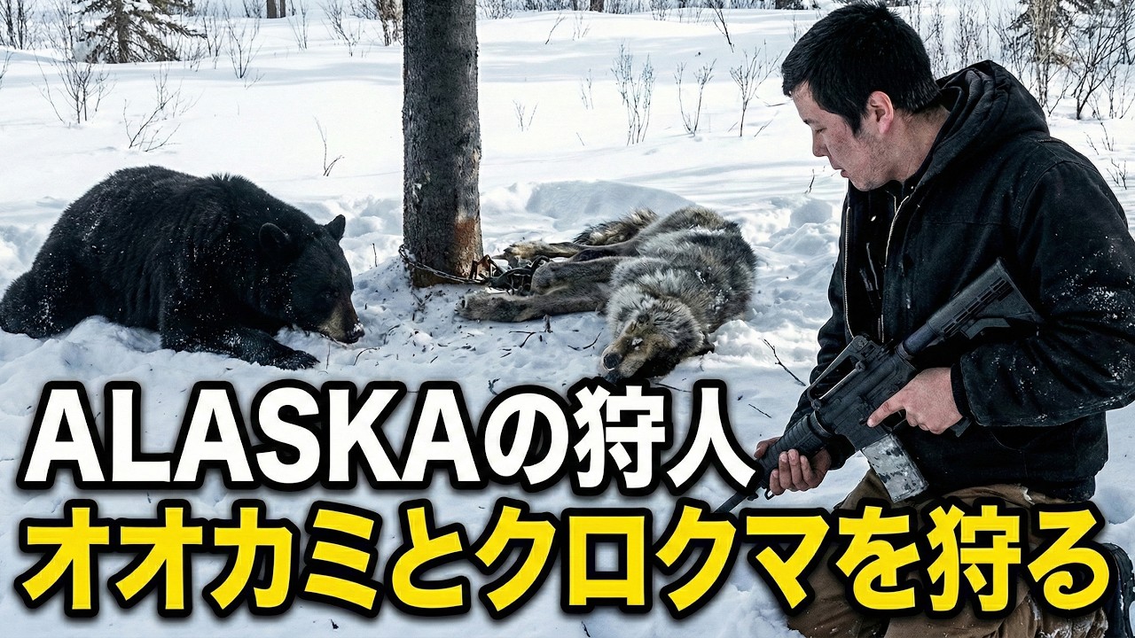 アラスカの狩人の生活 - オオカミとクロクマを狩り、氷雪の中での生存の旅