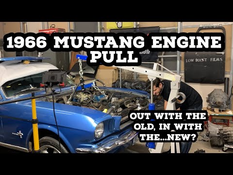 1966 MUSTANG ENGINE PULL: V8 incoming! 66 Mustang V8 swap part 10