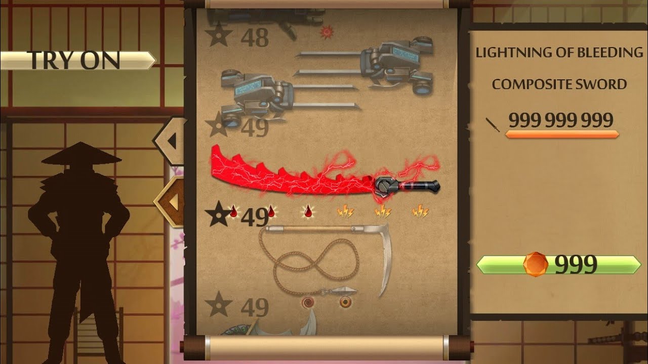 Shadow Fight 2 Most Bleeding Red Lightning Composite Sword
