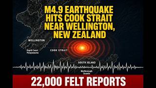M4.9 Earthquake Hits Cook Strait Near Wellington, New Zealand — 22,000 Felt Reports
M4.9 quake hits Cook Strait near Wellington. 22,000 felt reports, 26 km deep. USGS says normal fault, not thrust. Aftershock odds and 2013 comparison
#Earthquake #NewZealand #Wellington #CookStrait #Paraparaumu #Kapiti #GeoNet #USGS #M49 #BreakingNews #NaturalDisaster #Seismic #Aftershock #PacificRingOfFire #Hikurangi #MaryGreeleyNews M4.9 Earthquake Hits Cook Strait Near Wellington, New Zealand — 22,000 Felt Reports