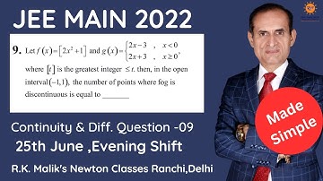 PYQ, JEE MAIN, Continuity & Differentiability, 25th June 2022, Evening shift, Question-9