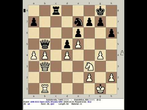 Sokolovsky Yahli Vs Grandelius Nils 40th ECC Chess Open 2025 Rhodes Greece