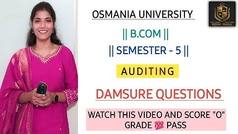 AUDITING || IMPORTANT QUESTIONS || O.U || B.COM ||  SEMESTER - 5 || 💯 PASS || @shivanipallela