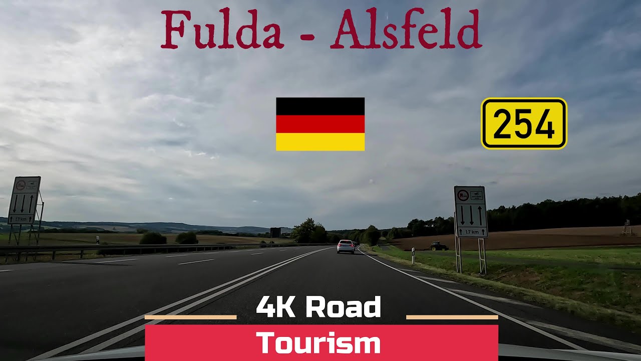 Поездка по Германии из Фульды в Альсфельд через деревни
