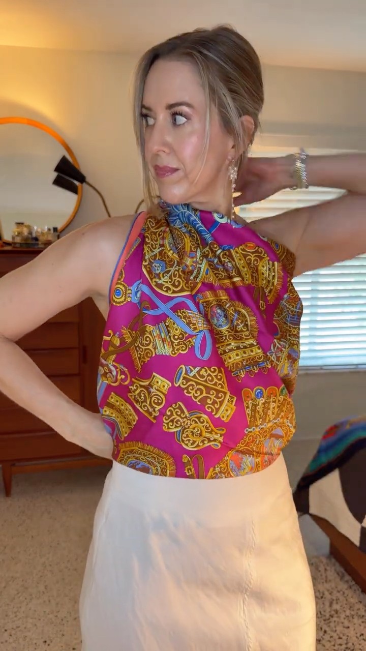 One scarf endless possibilities. One shoulder asymmetrical top