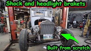 Building shock and headlight mounts from scratch and getting the motor painted in our Model T hotrod