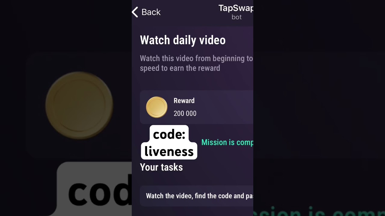 new watch daily video tapswap code| tap swap code 