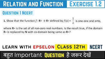 Relation & Function Class 12 | Exercise 1.2 Question 1 | NCERT Solution 2024