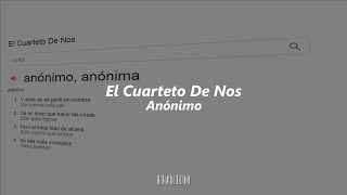 [LETRA] El Cuarteto De Nos - Anónimo