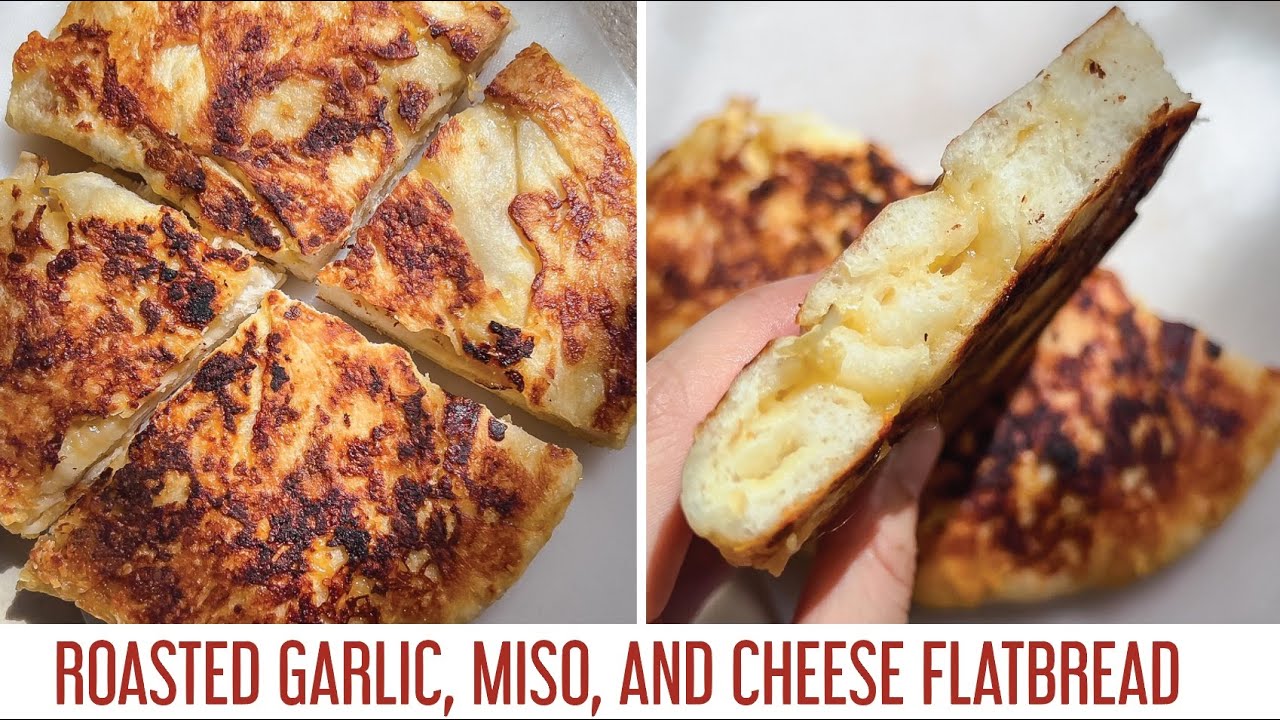 NoBake Roasted Garlic, Cheese, & Miso Flat Bread (Vegan) YouTube
