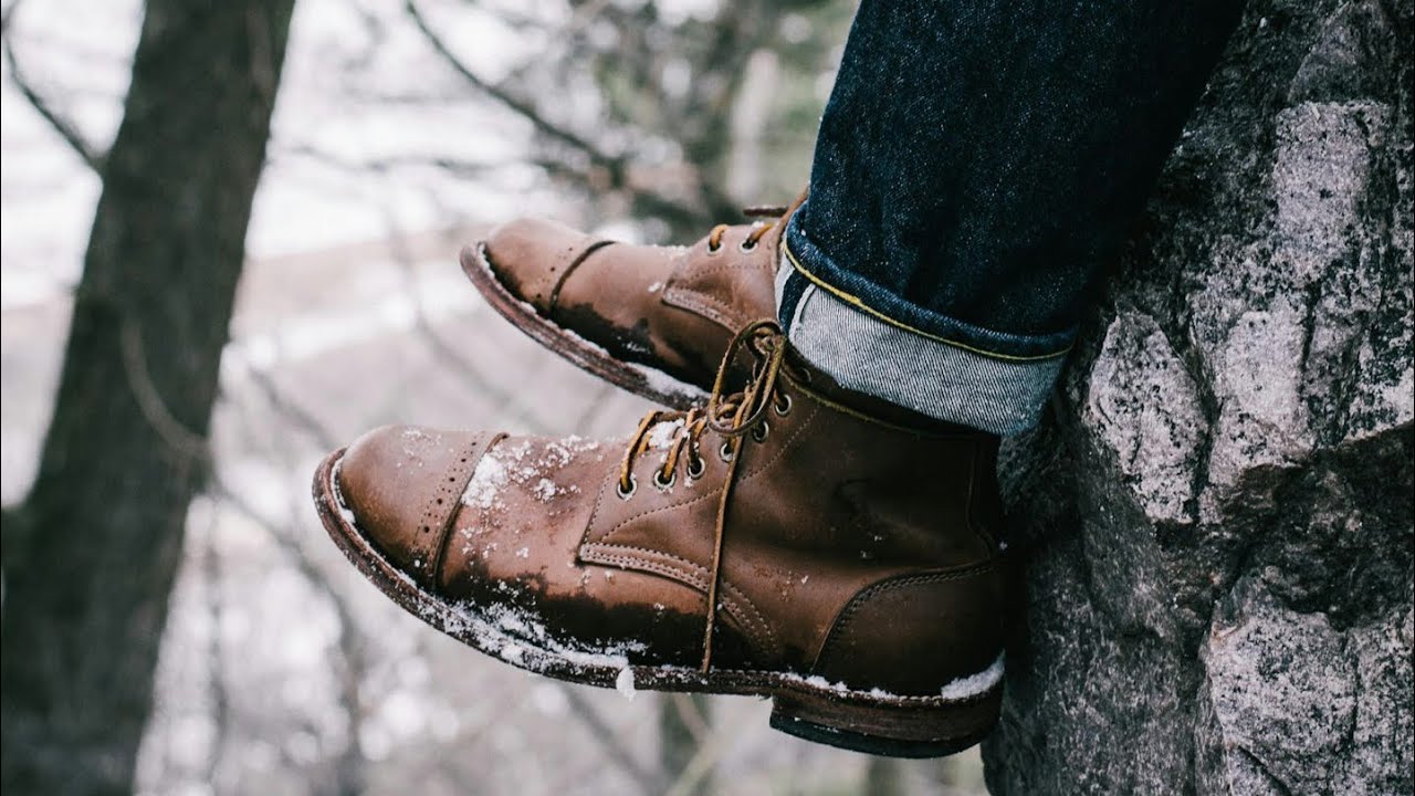 靴 Oak street boot makers Trench Boot - Natural Chromexcel Roughout, Dainite Sole