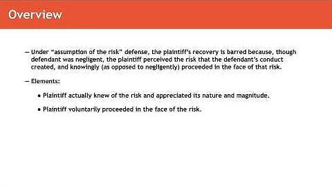 Torts lecture: Assumption of the Risk | quimbee.com