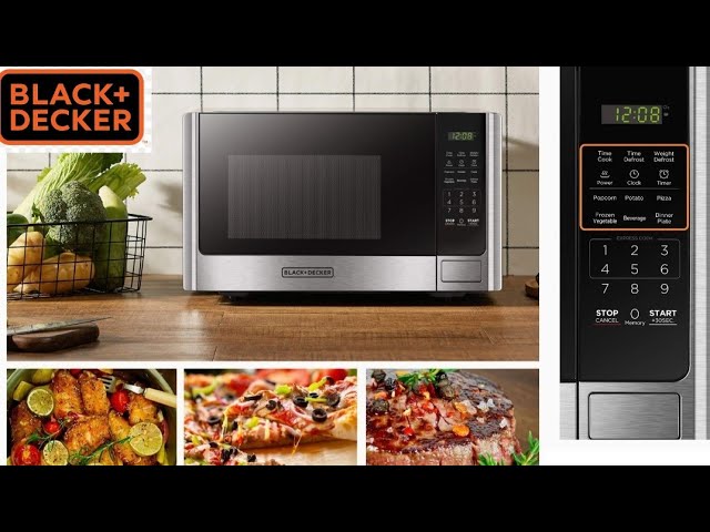 BLACK+DECKER EM031MB11 Digital Microwave Oven with Turntable Push-Button  Door,Child Safety Lock,1000W,1.1cu.ft,Stainless Steel, 1.1 Cu.Ft &  Countertop