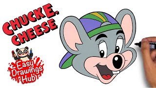 How to draw Chuck E. Cheese in 5 minutes - Easy Drawing