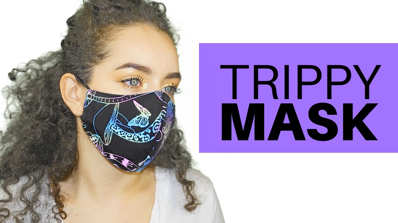 Psychedelic Mushroom Rainbow Reflective Iridescent Trippy Face Mask Cover