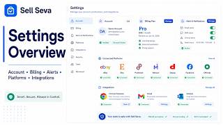 SellSeva Settings Overview: Manage Your Account, Billing, Alerts, Platforms, and Integrations