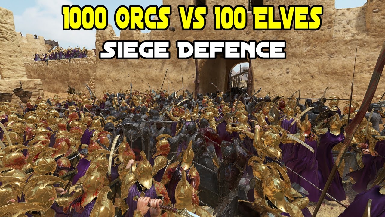 1000 Orcs vs 100 Elves Siege Defence - Mount & Blade 2: Bannerlord LOTR Mod