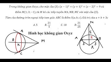 Toán 12: Trong không gian Oxyz,cho mặt cầu (S):(x-1)^2+(y+1)^2+(z-2)^2=9 và điểm M(1;3;-1), từ M kẻ