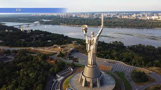 Motherland Monument Kyiv aerial Ukraine Батьківщина-Мати Київ дрон