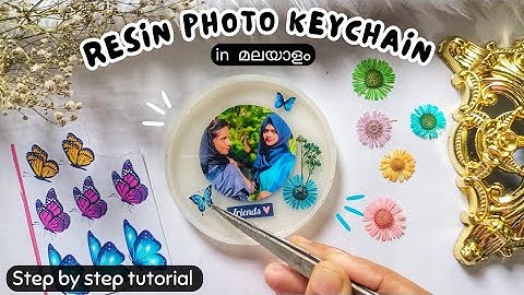 How to make a resin photo keychain in Malayalam with subtitles #aesthetic #resinart #resinkeychain